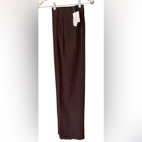 Hugo Buscati Pants - TROUSERS PANTS Vintage Hugo Buscati 100% Silk Twill Pleated Chocolate Brown NWT